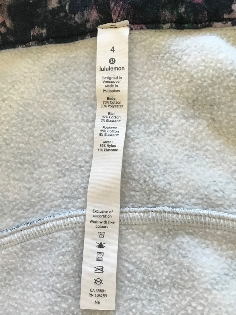 LULULEMON BLACK FLORAL GRUNGE LONG ZIP UP SCUBA HOODIE - Picture 9 of 12
